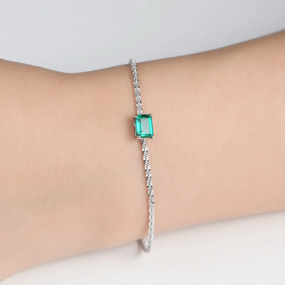 Emerald Moissanite Charm Bracelet