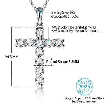 Moissanite Cross Pendant Necklace
