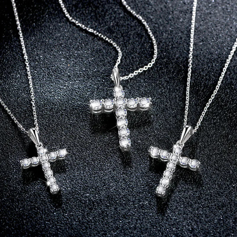 Moissanite Cross Pendant Necklace