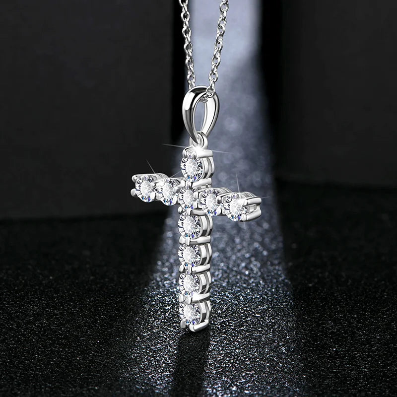 Moissanite Cross Pendant Necklace