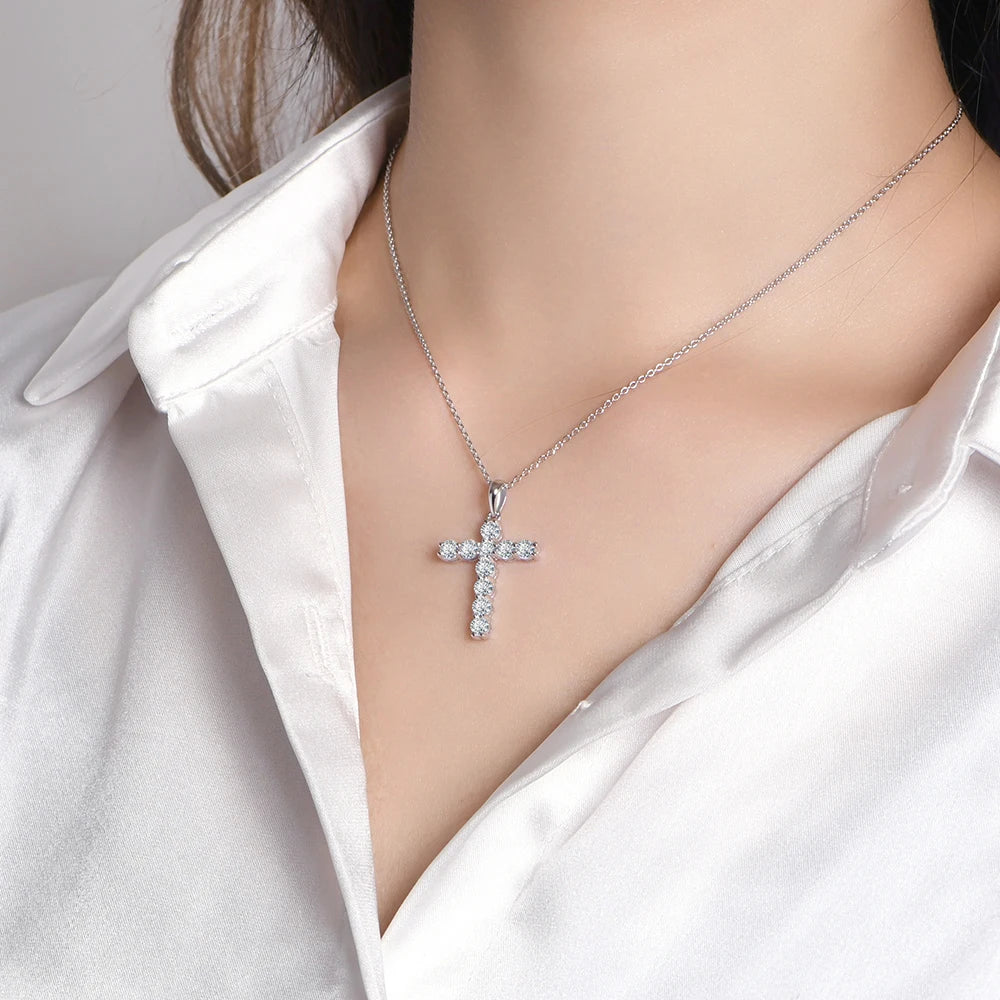Moissanite Cross Pendant Necklace