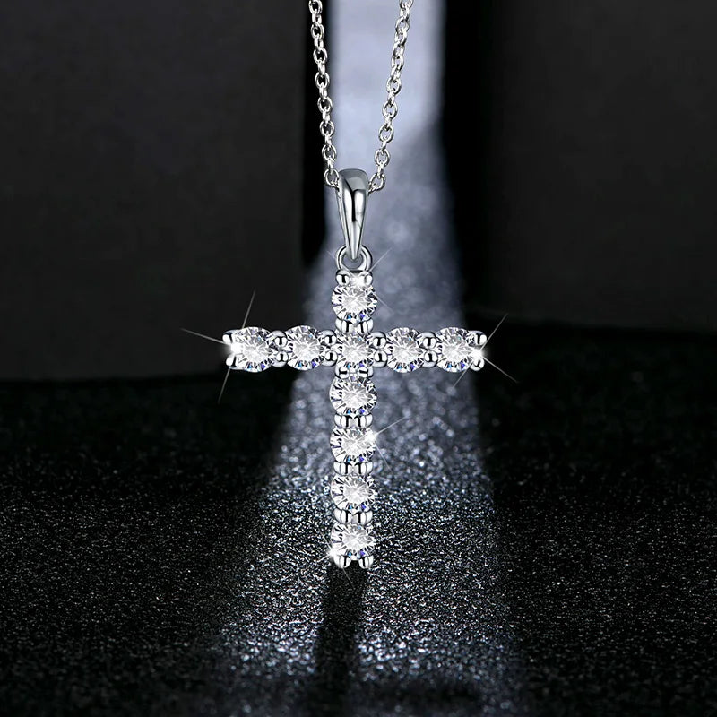 Moissanite Cross Pendant Necklace