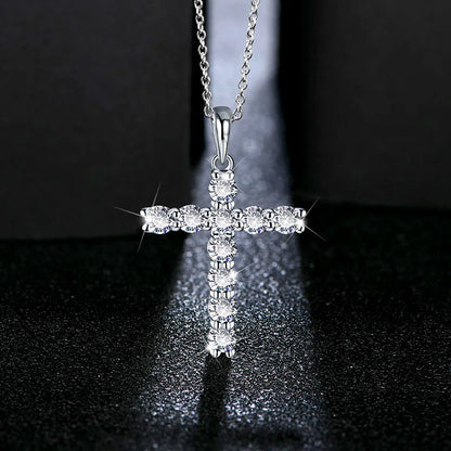 Moissanite Cross Pendant Necklace