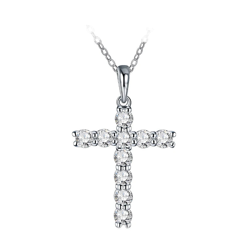 Moissanite Cross Pendant Necklace