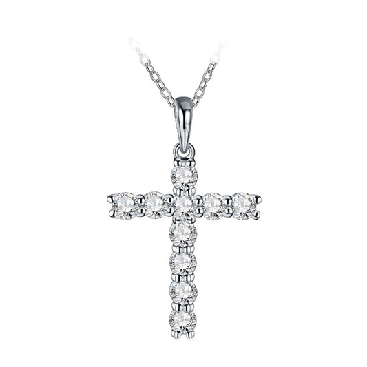 Moissanite Cross Pendant Necklace