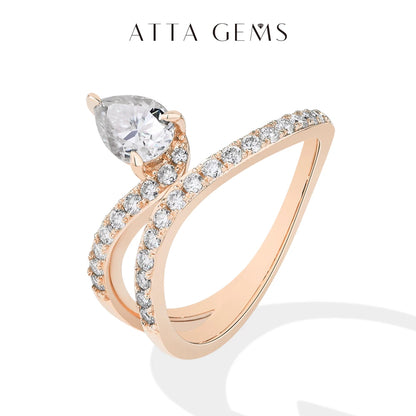 Pear Cut 0.8CT Moissanite Ring for Women