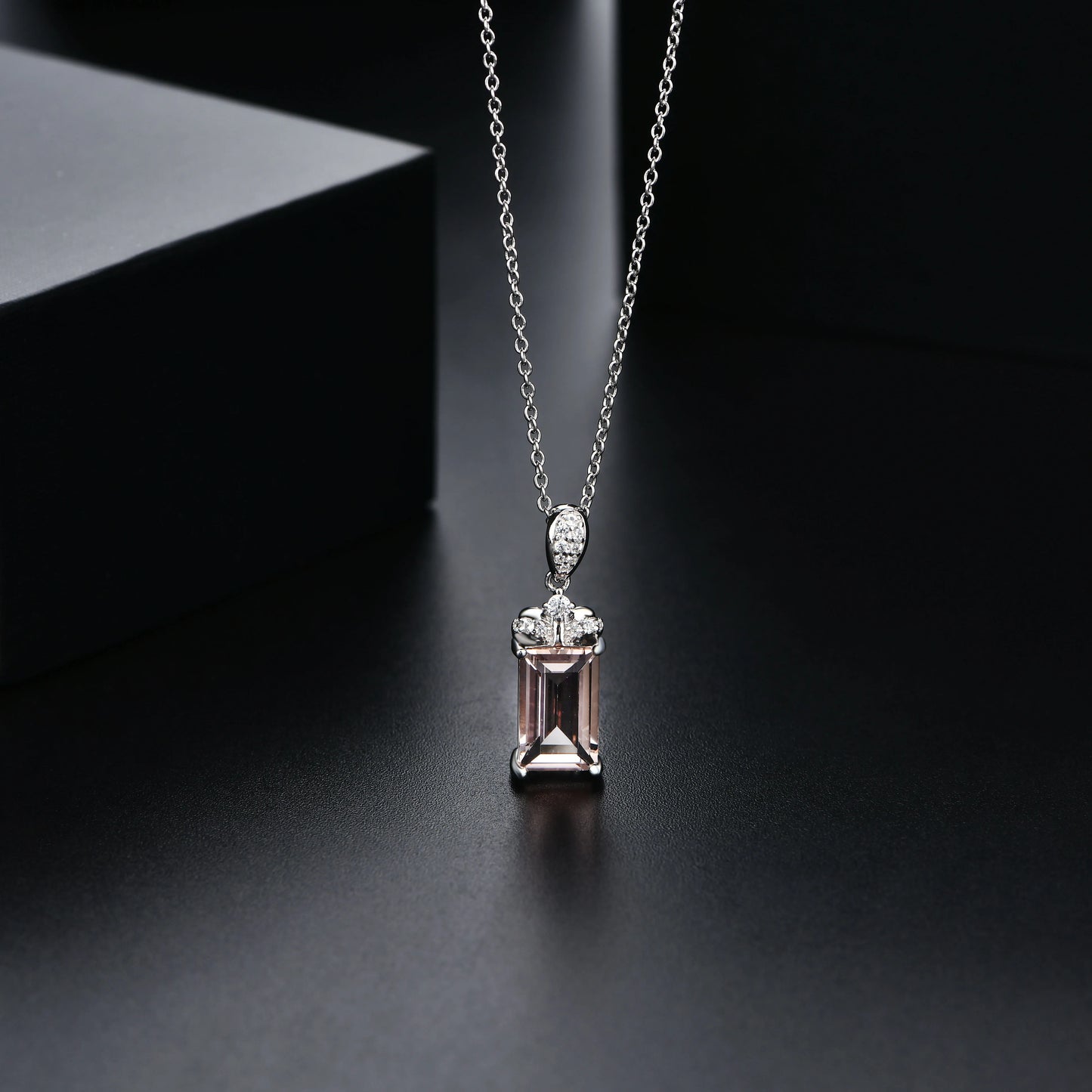 Baguette Morganite Pendant Necklace