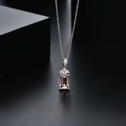Baguette Morganite Pendant Necklace