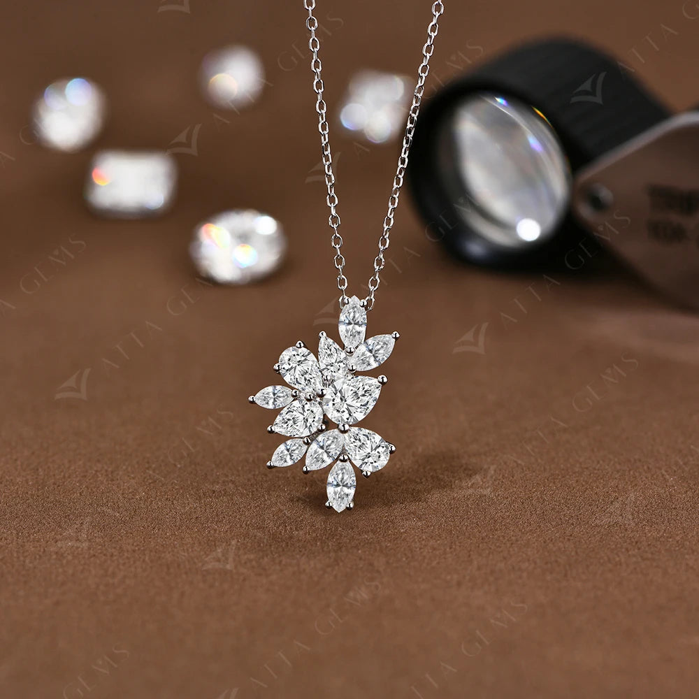 Floral Moissanite Pendant Necklace