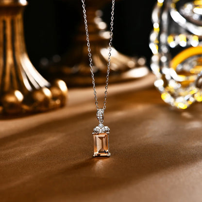 Baguette Morganite Pendant Necklace