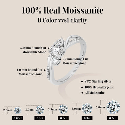 Three-Stone Moissanite Ring for Women