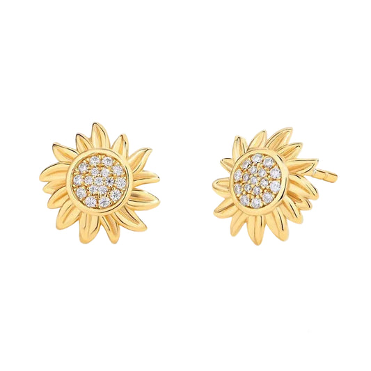 Floral Moissanite Gold Earrings
