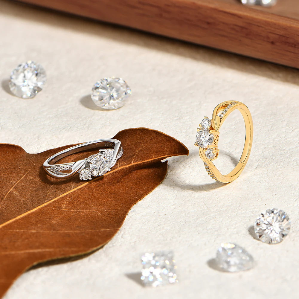 Three-Stone Moissanite Ring for Women