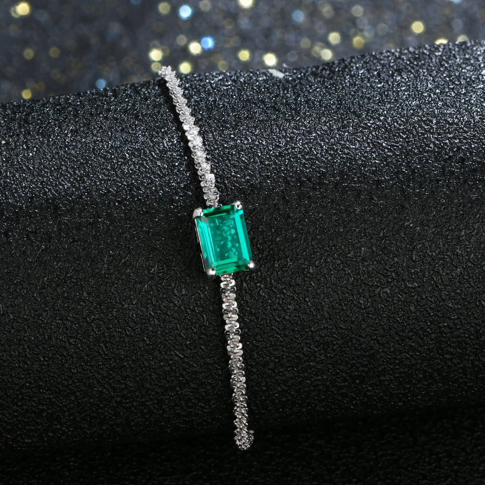 Emerald Moissanite Charm Bracelet