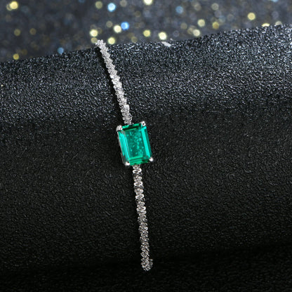 Emerald Moissanite Charm Bracelet