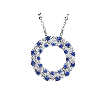 Halo Blue Sapphire Pendant Necklace