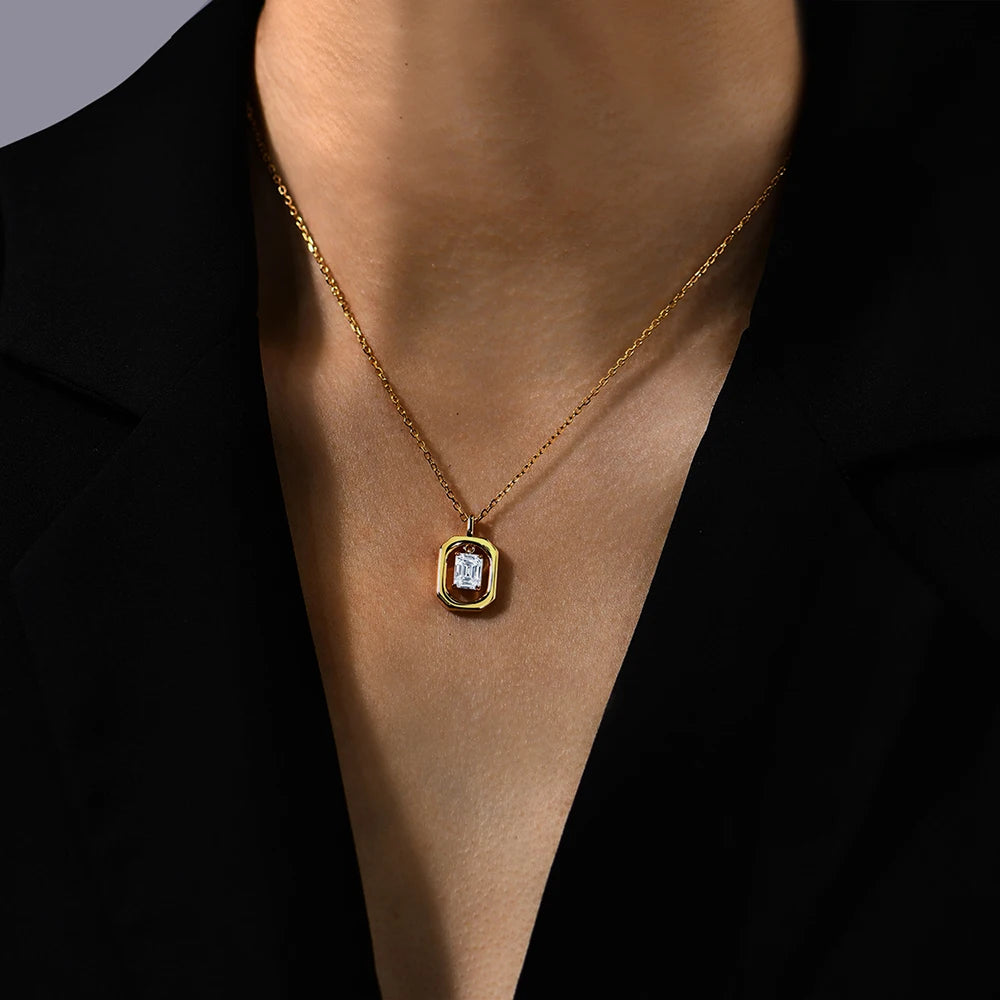 Octagon Moissanite Pendant Necklace