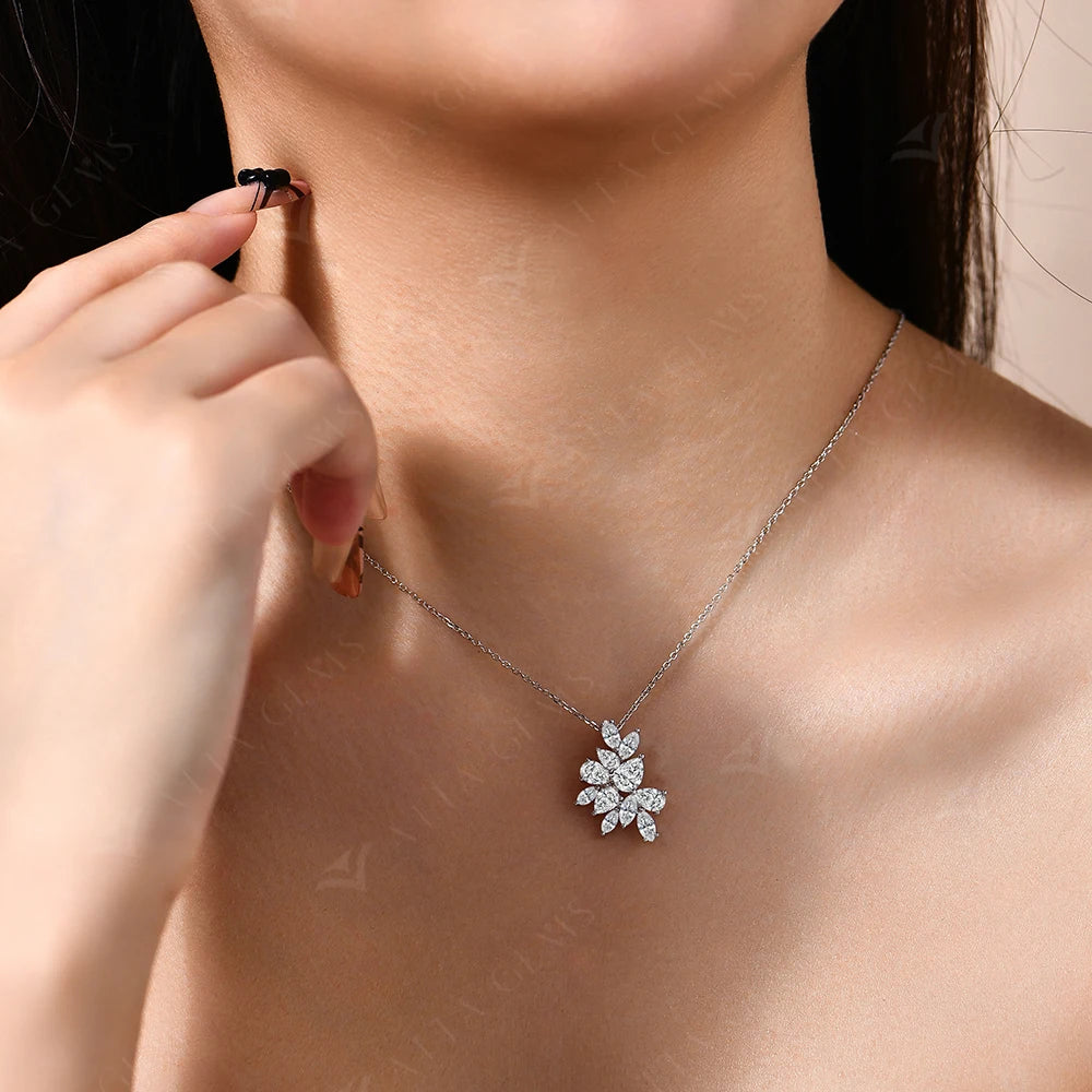 Floral Moissanite Pendant Necklace