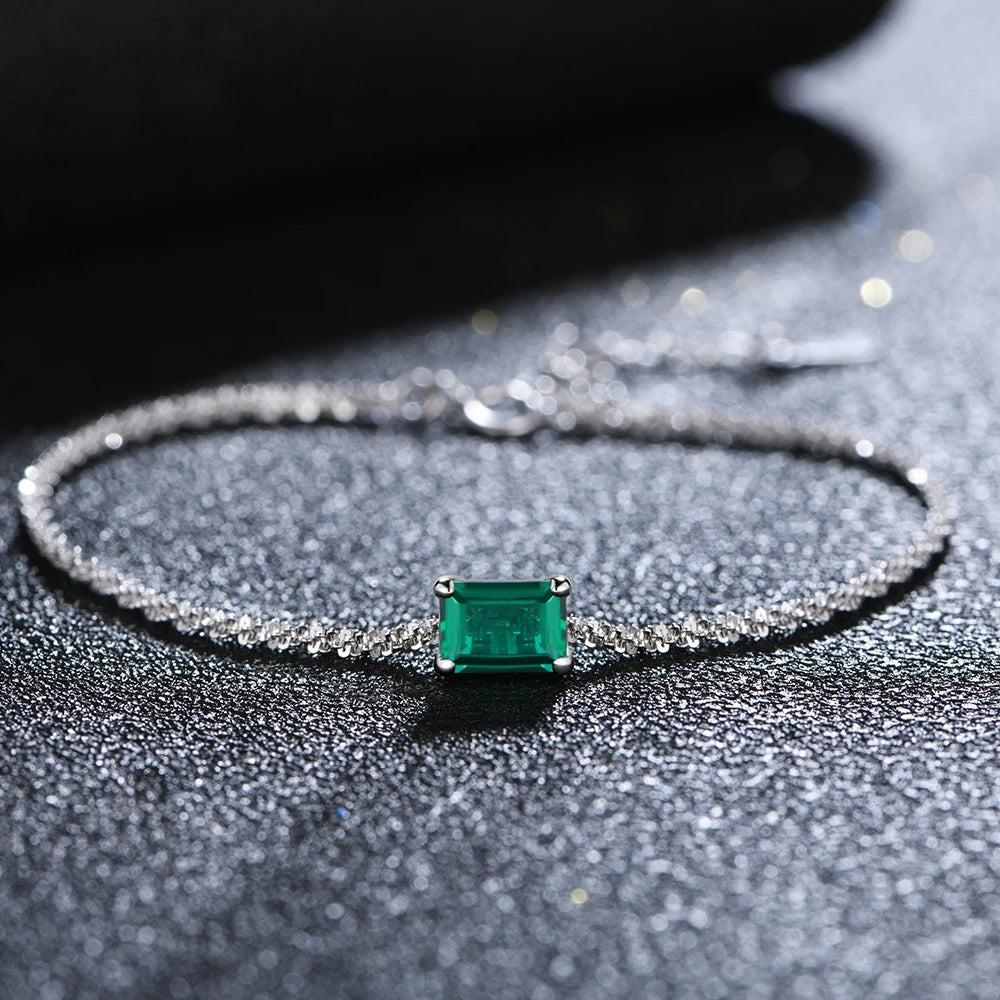 Emerald Moissanite Charm Bracelet
