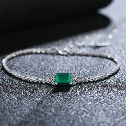 Emerald Moissanite Charm Bracelet