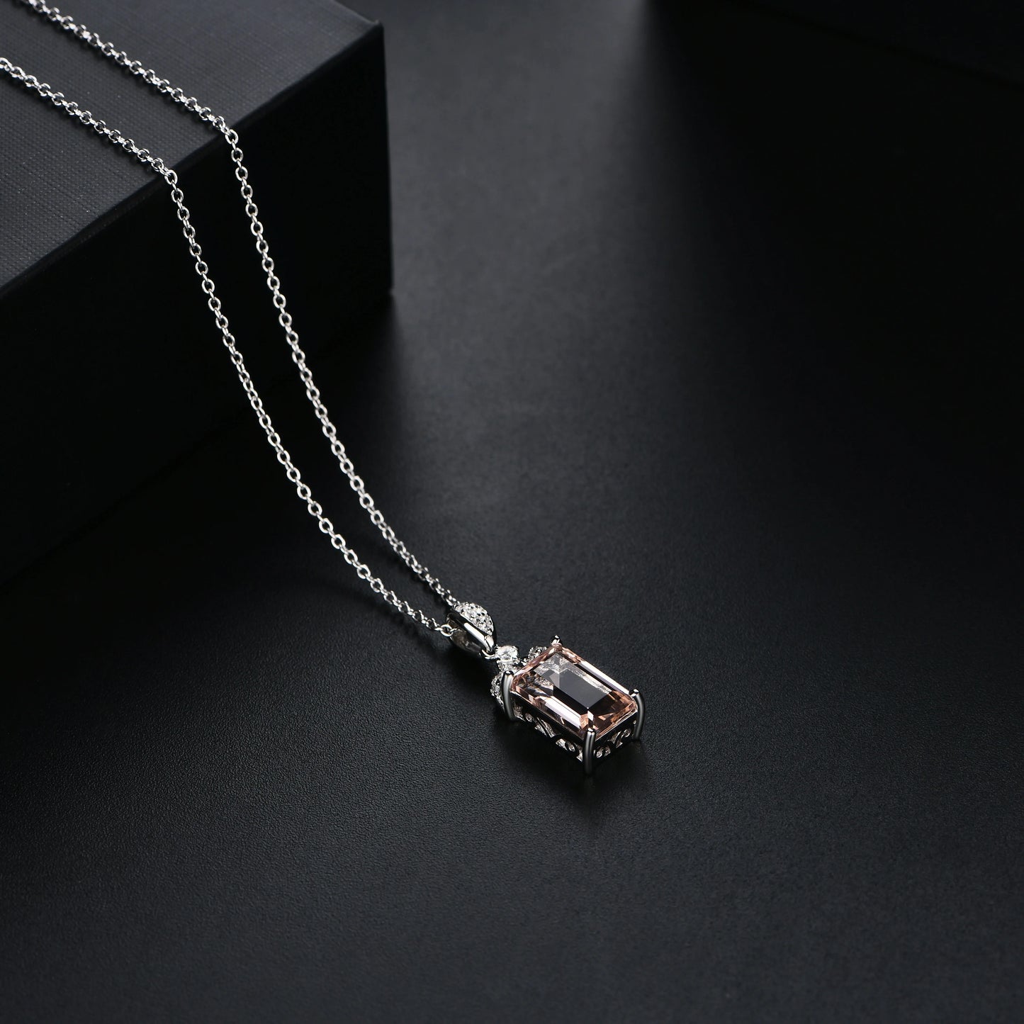 Baguette Morganite Pendant Necklace