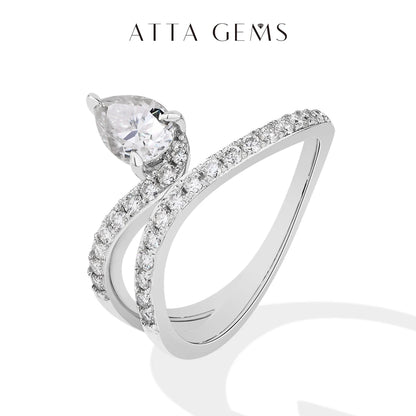 Pear Cut 0.8CT Moissanite Ring for Women