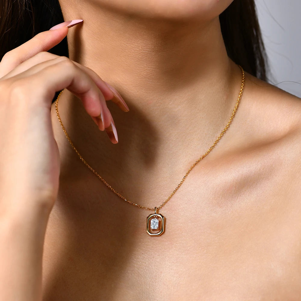Octagon Moissanite Pendant Necklace