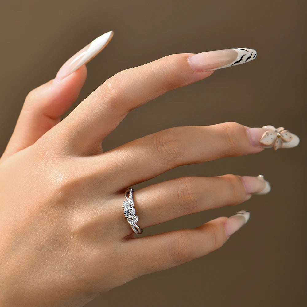 Three-Stone Moissanite Ring for Women