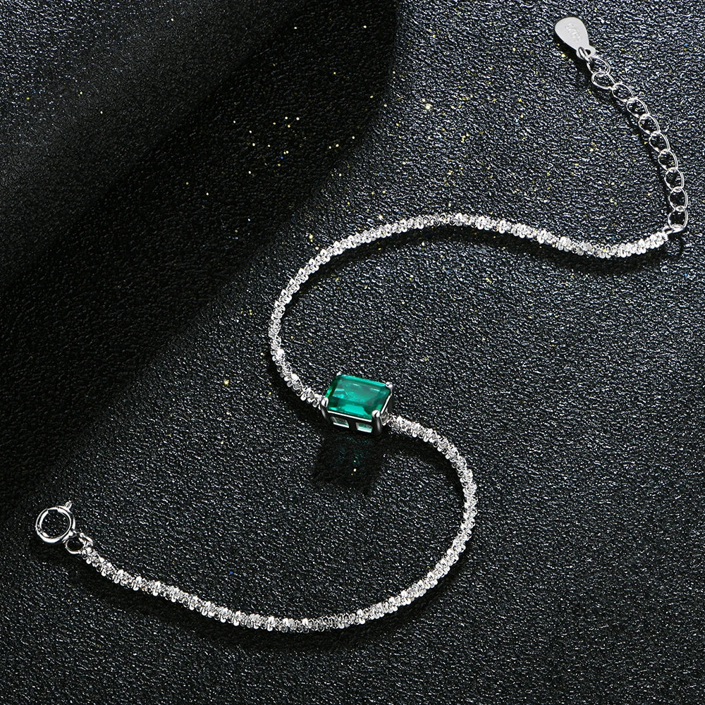 Emerald Moissanite Charm Bracelet