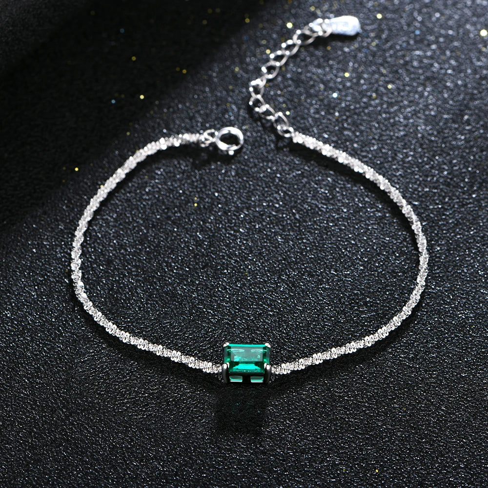 Emerald Moissanite Charm Bracelet