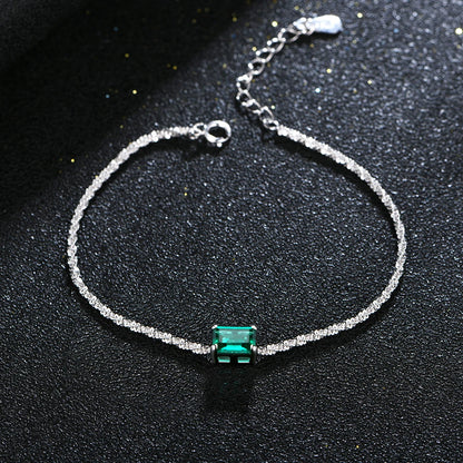 Emerald Moissanite Charm Bracelet