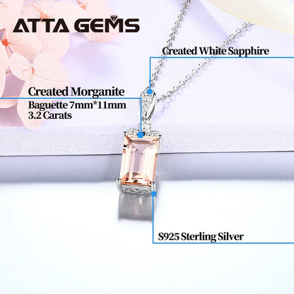 Baguette Morganite Pendant Necklace