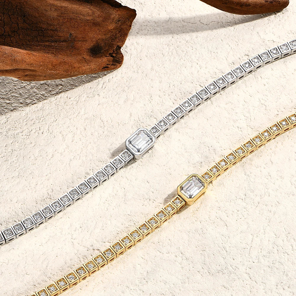 Asscher Cut Moissanite Bracelet