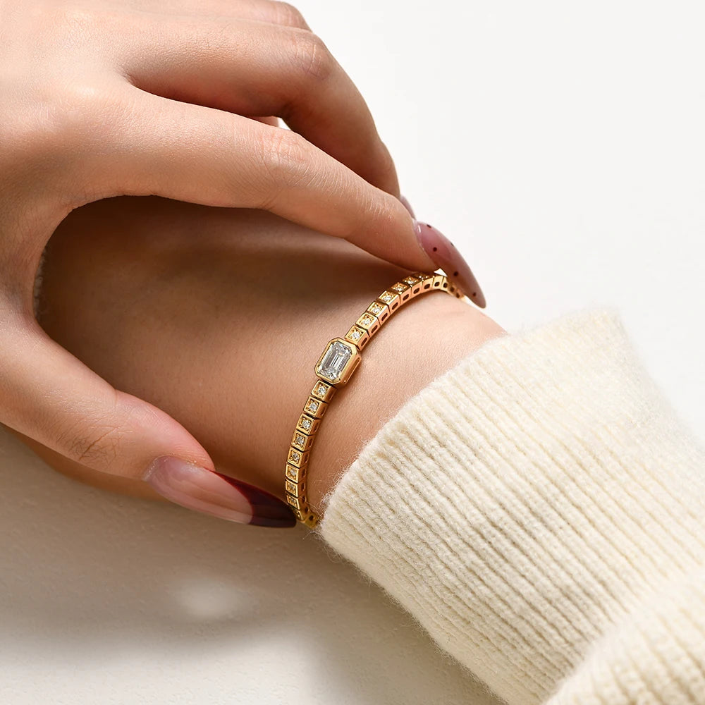Asscher Cut Moissanite Bracelet