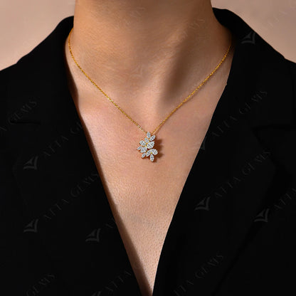 Floral Moissanite Pendant Necklace