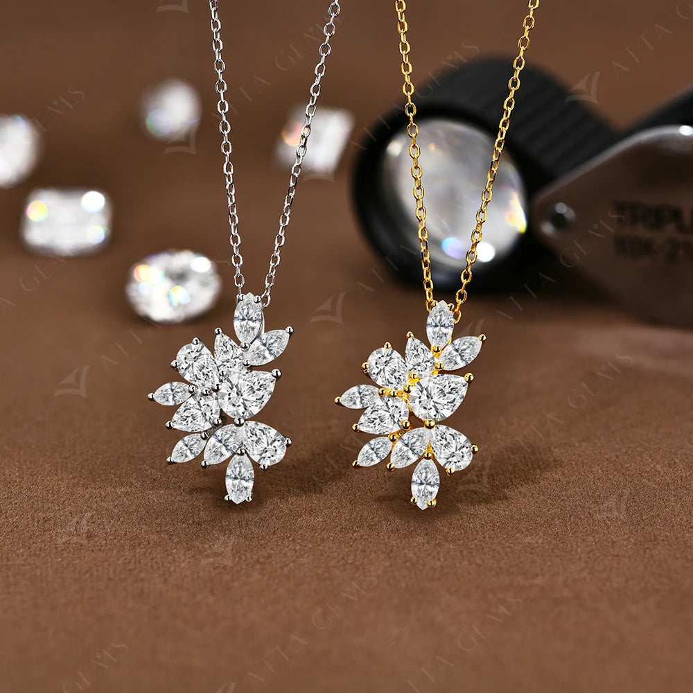 Floral Moissanite Pendant Necklace